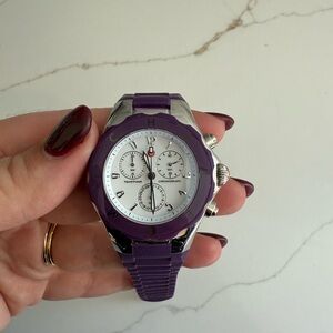 Michele Tahitian Jelly Bean Watch - Purple and Silver